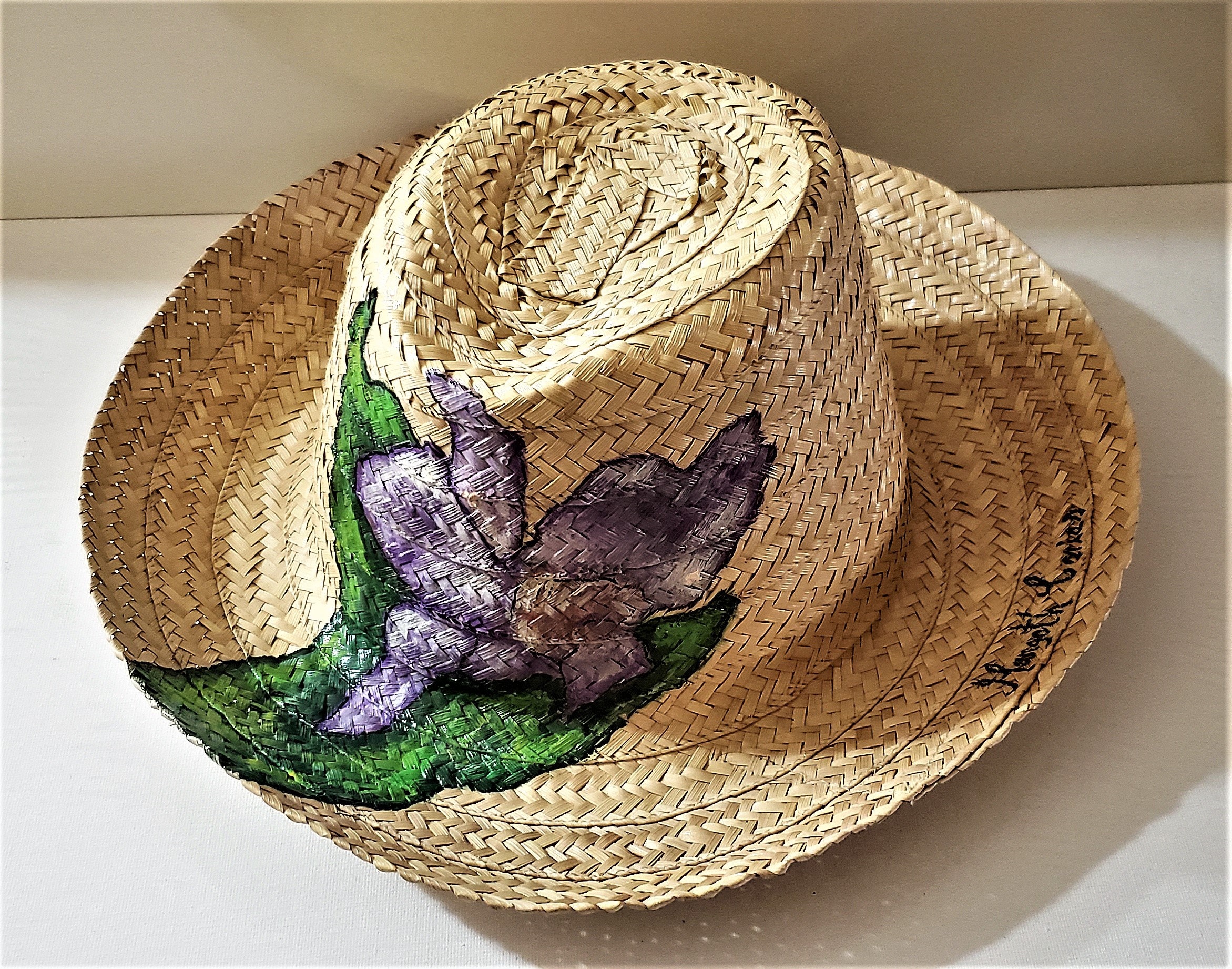 Beach Hat.sun Hat.woven With Palm Leaf.handpainted.artisan.unique Piece.exclusive.gift.fashion ...