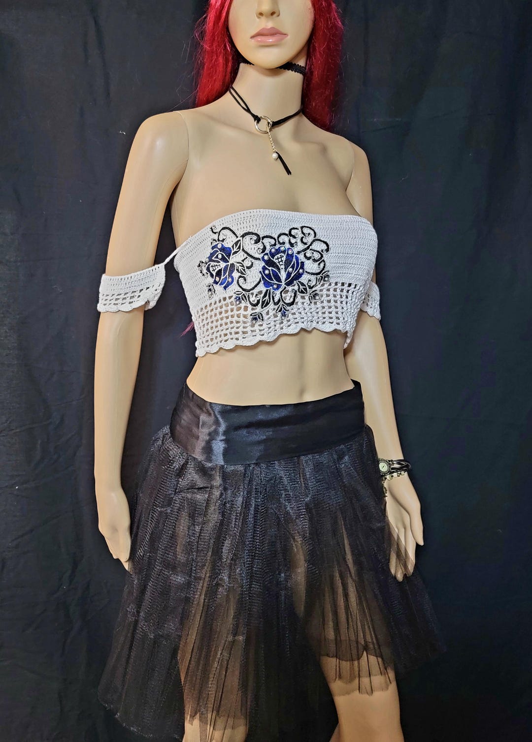 Vintage Embroidered Crop Top