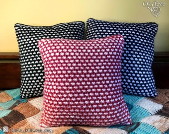 Knitted Decorative Pillowcovers multicolor • Only pillowcover 15.75" • Handmade home decor • Housewarming gift