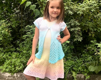 Hand-Knit Cotton Sundress and Cardigan Set for Girls