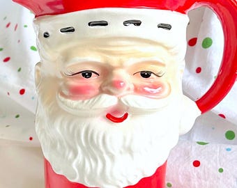 Fun & Hard-to-find Striped Santa Pitcher With Six Matching Fun & Hard-to-find Striped Santa Pitcher With Six Matching