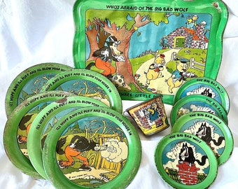 Three Little Pigs Tea Set Pieces From Walt Disney Ent. & The Ohio Art Company