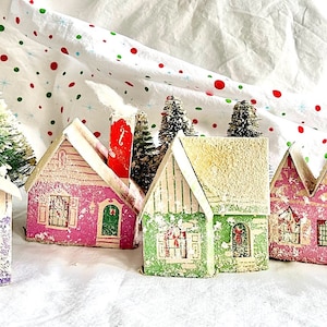 Four Printed Putz Houses Made In U.S.A. – Each One Sold Individually