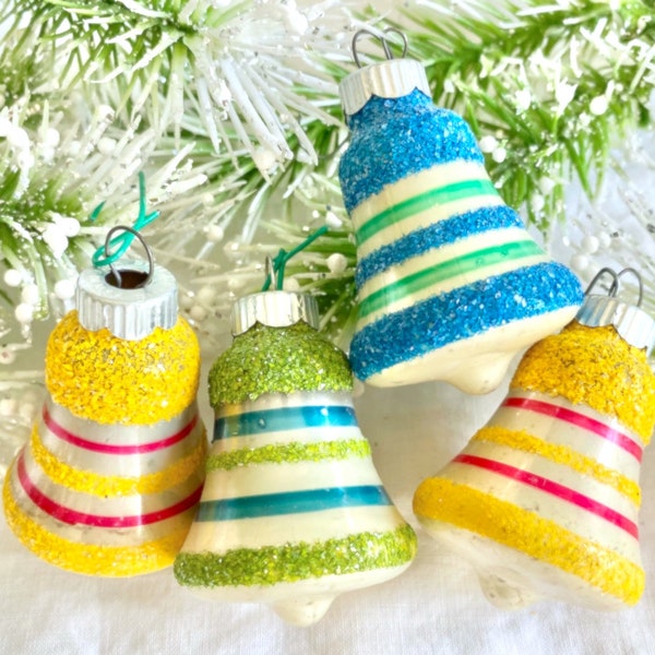 Glittery Glass Bell Ornament From Shiny Brite – Each One Sold Individually