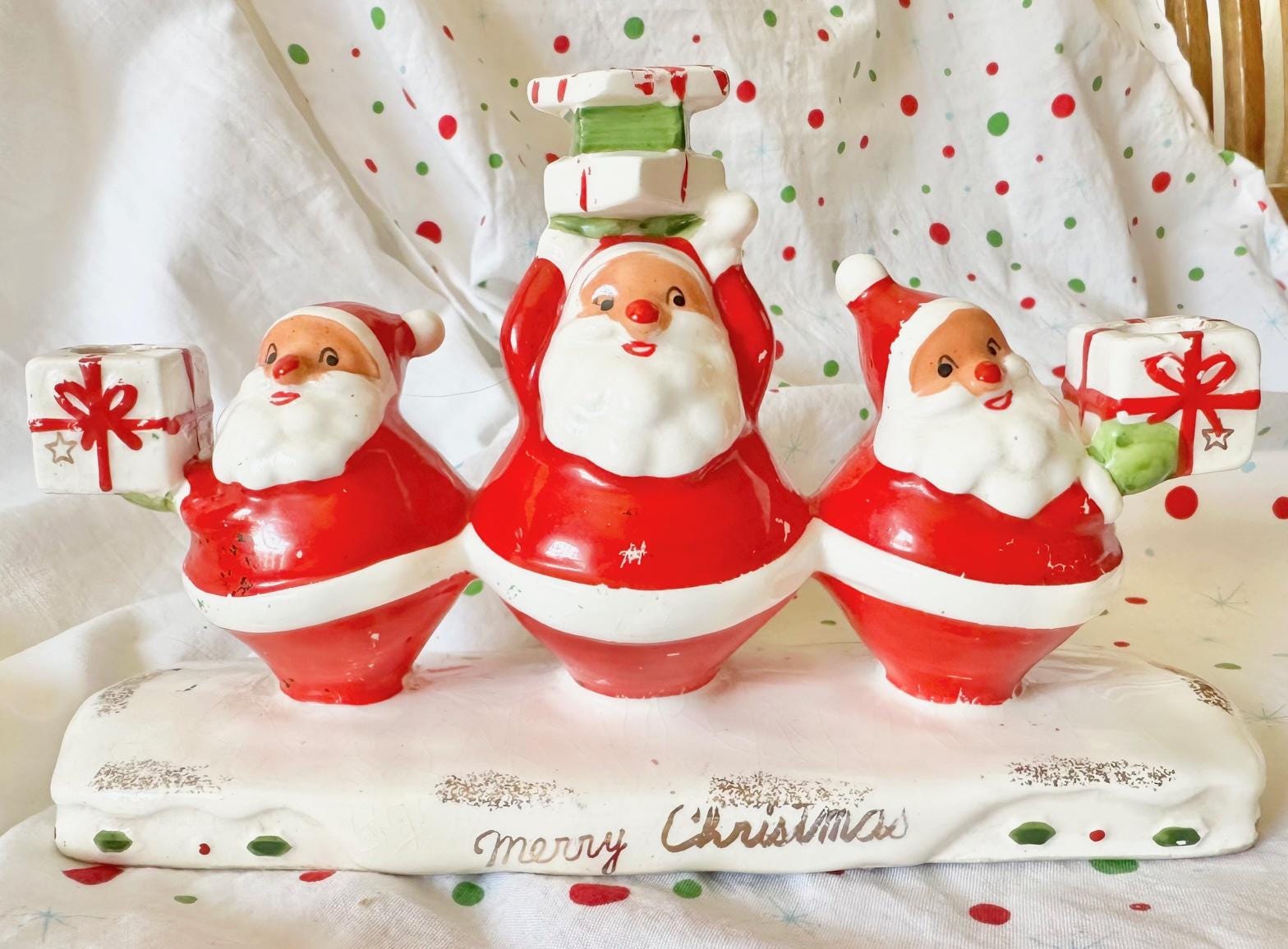 Hand-painted Santa Candelabra From Holt~howard Japan - Etsy
