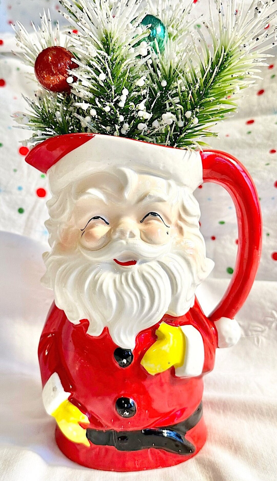 Hand-painted Santa Pitcher From Wales China Made in Japan - Etsy