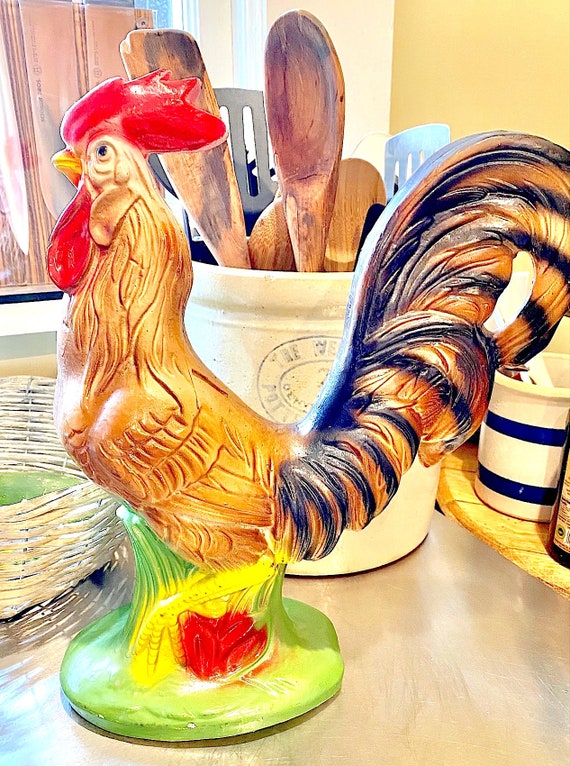 Mid-century Carnival Chalkware Rooster Bank/figurine - Etsy