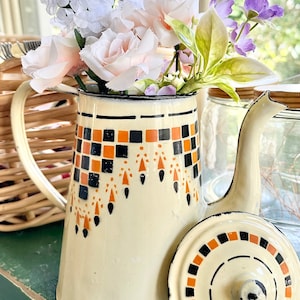 French Enamelware Coffee Pot With Lustucru Design