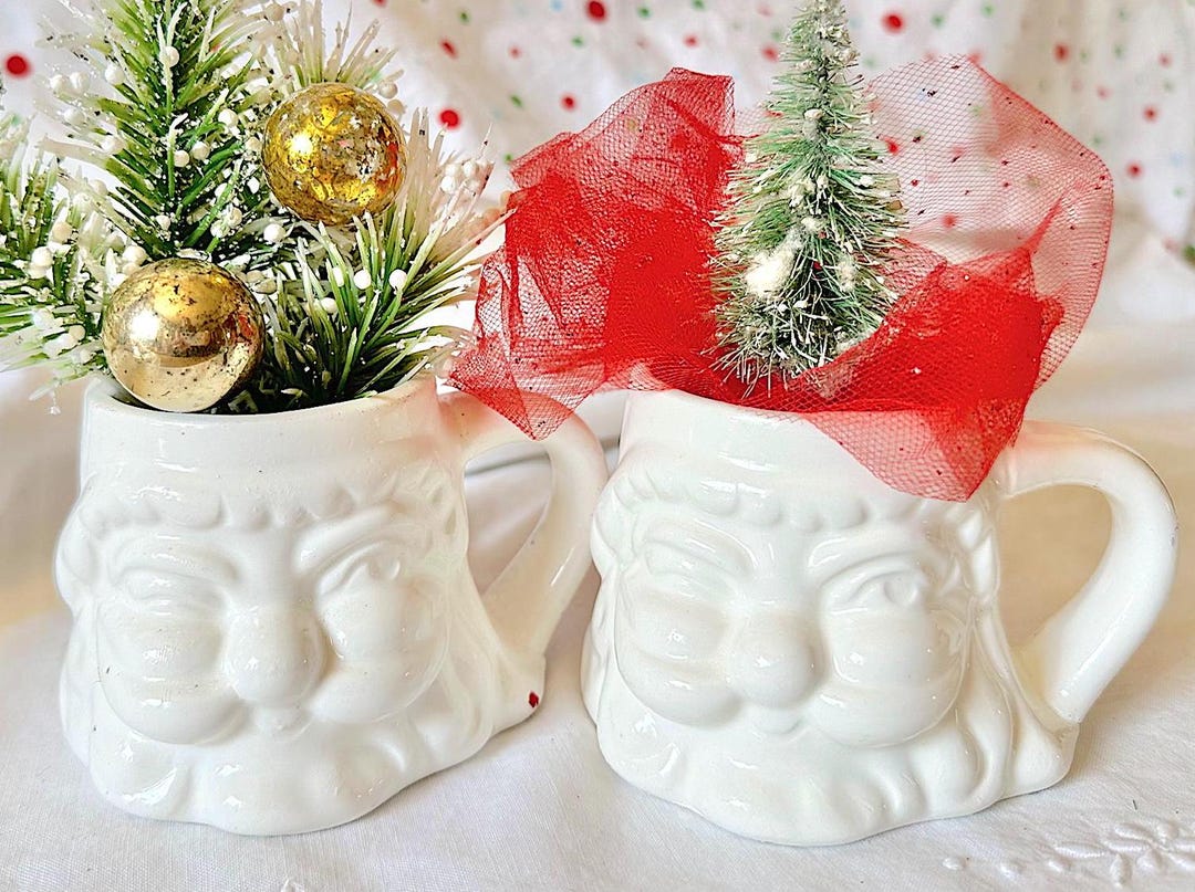 White Winking Santa Mugs From Holt~howard Made in Japan – Each One