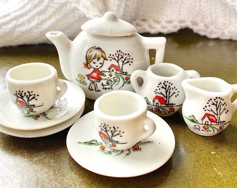 Puppenhaus Miniatur Dekoration Geschirr Porzellan Tee-Set Kids Pretend Playha 