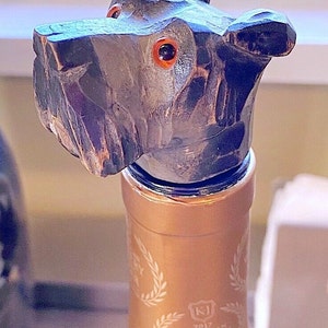 Hand-Carved Wooden Terrier Bottle Stopper