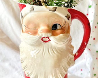 Hard-to-find Winking Santa Pitcher Made in Japan - Etsy