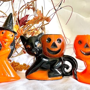 Rosbro Walking Witches & Cat Holding A Jack-O-Lantern Candy Holder – Each One Sold Individually