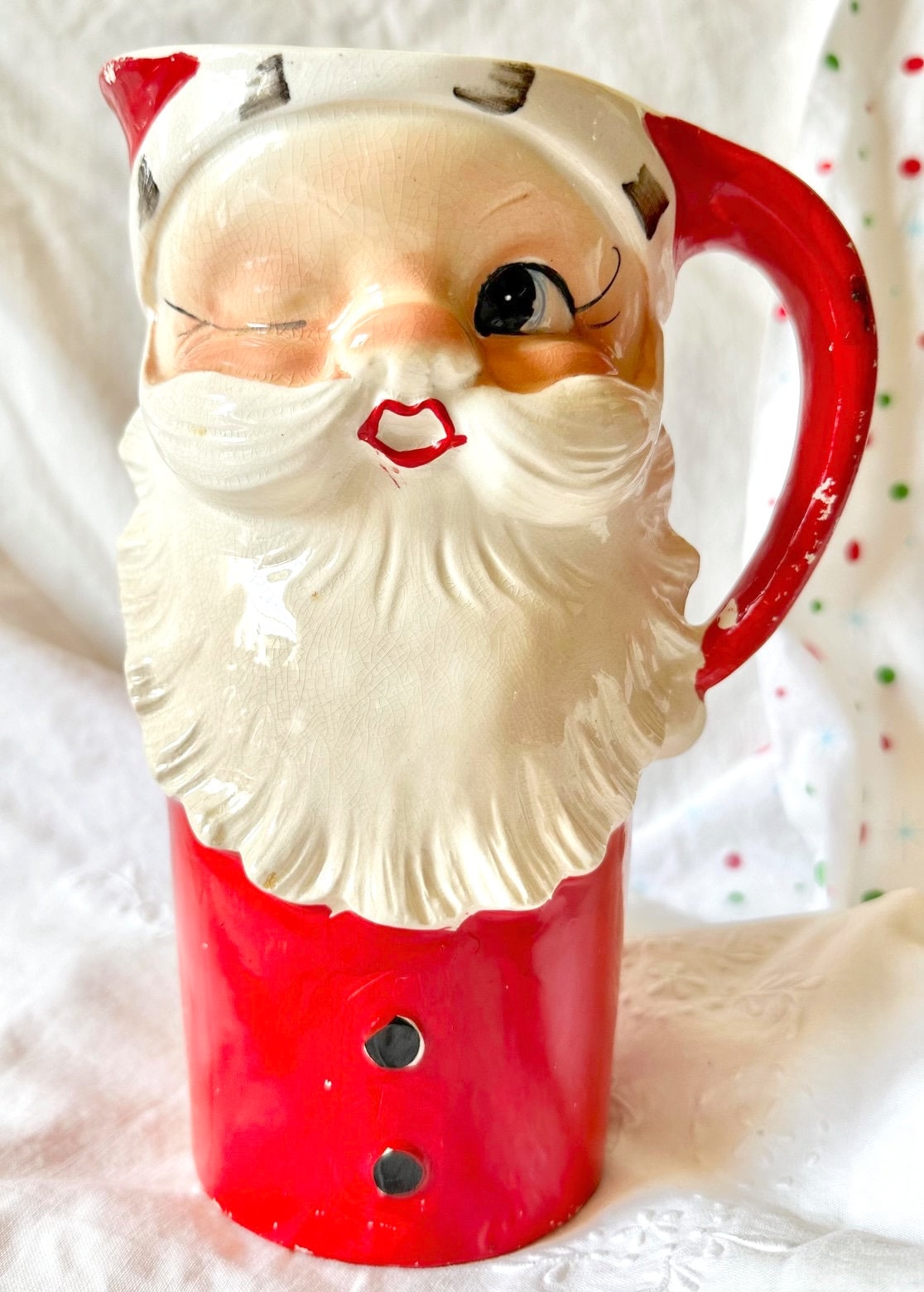 ダンシング　ハッピーサンタ　ラージサイズ　1960年代　ヴィンテージ品 Hard-to-find Winking Santa Pitcher Made in Japan - Etsy