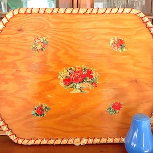 Large Mid-Century Wooden Serving Tray