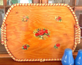 Bandeja grande de madera hecha a mano para servir