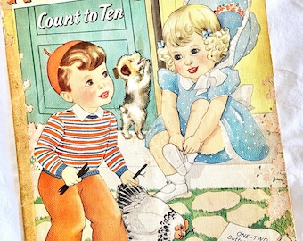 1940年ナンバーライムズリネンブック：ヴィンテージの子供向け絵本