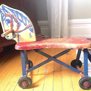 Darling Toddler-Size Ride-on Wooden Toy Horse