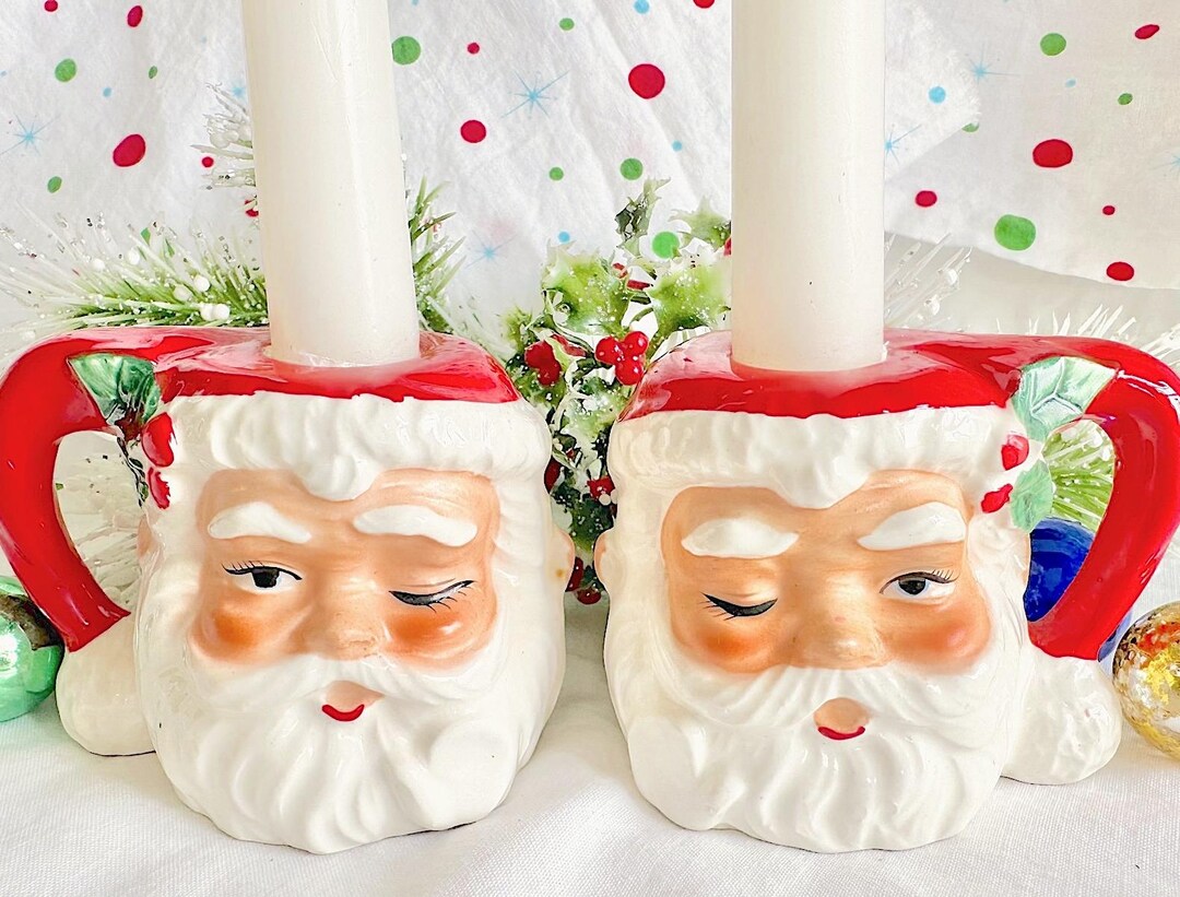 Winking Santa Candleholders From Kelvin's Exclusives Japan - Etsy