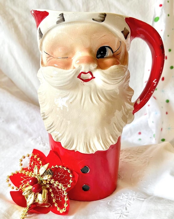 Hard-to-find Winking Santa Pitcher Made in Japan - Etsy