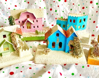 Colorful Putz Village Houses Made In Japan – Each One Sold Individually