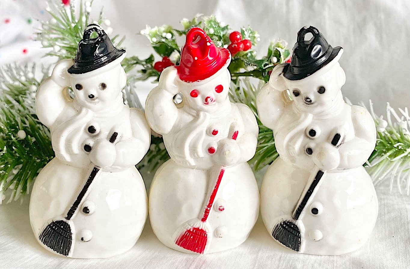 Hard Plastic Snowman Ornaments by Bradford Novelty – Each One Sold