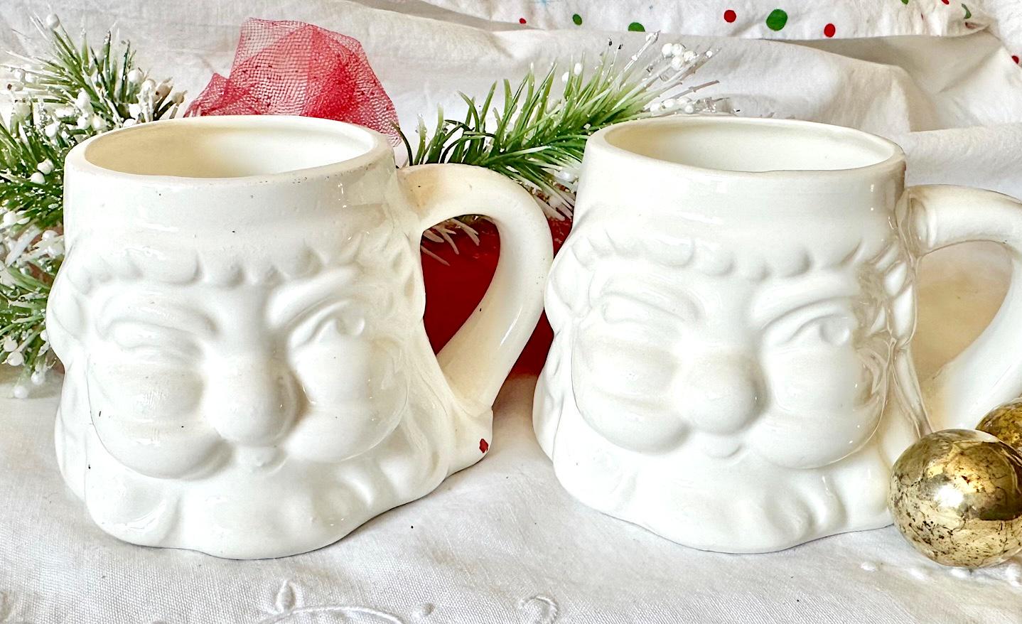 White Winking Santa Mugs From Holt~howard Made in Japan – Each One