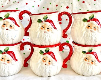 Darling Embossed Santa Mugs From Josef Originals – Each One Sold Individually