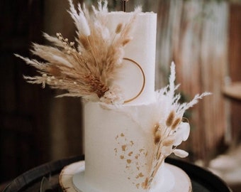 Pampas Grass Cake Topper Wreath | Boho Wedding Dried Flowers