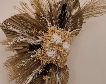 Handmade Dried Pampas Grass Wall Arrangement | Neutral Floral Decor