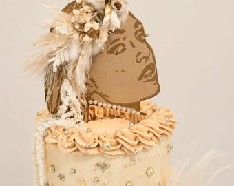 5.5' Custom Face Floral Cake Topper