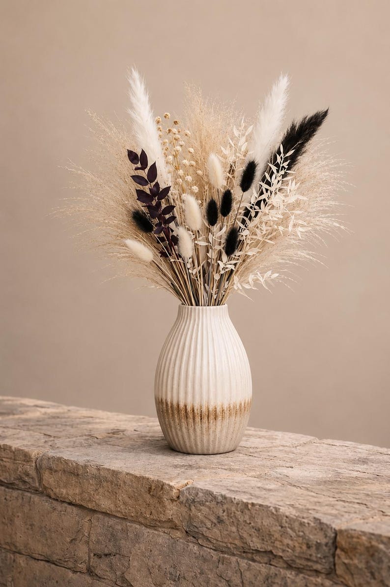 Black & White Pampas Grass Bouquet | Dried Flower Arrangement