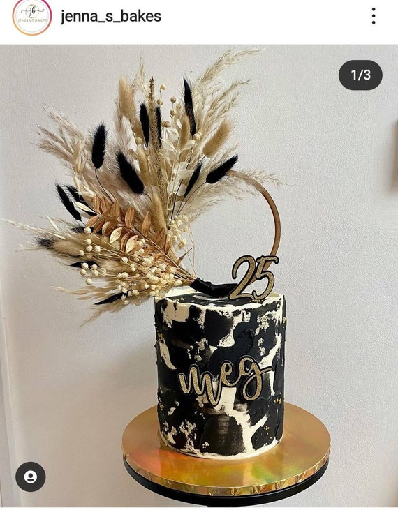 4' Gold & Black Pampas grass dried flower cake topper wreath hoop | Pampas  Grass | UK | Wedding | Baking
