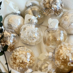 Pampas Christmas Baubles set 8cm | Luxury  Dried flowers Christmas Baubles | Christmas Tree decor UK