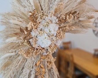 XL Gold Pampas Grass Mirror Decor | Handmade Floral Arrangement