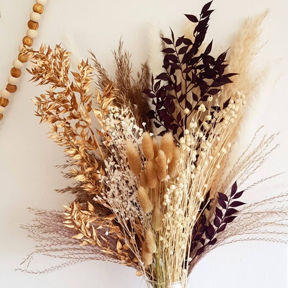 GATSBY Black & Gold Ruscus Pampas Grass Bouquet Pampas Grass Home Decor  Dried Flower Bouquets UK 