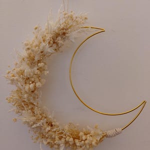Neutral Floral Crescent Moon Wall Decor – Ramadan, Eid Mubarak, Nursery image 4