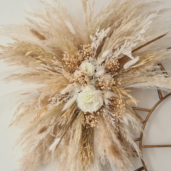 65cm Pampas Wall Decoration | Pampas Grass Mirror | Salon Sign Decor | Wedding Decor | Pampas Salon Shop Arrangement |