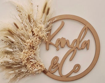 Personalized Pampas Grass Wall Decor | Handmade Floral Arrangement