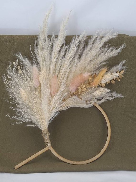 Buy 4' Rustic Pink and Gold Pampas Grass and Dried Flower Cake Topper  Wreath Hoop UK Wedding Oh Baby Cake Topper Online in India 