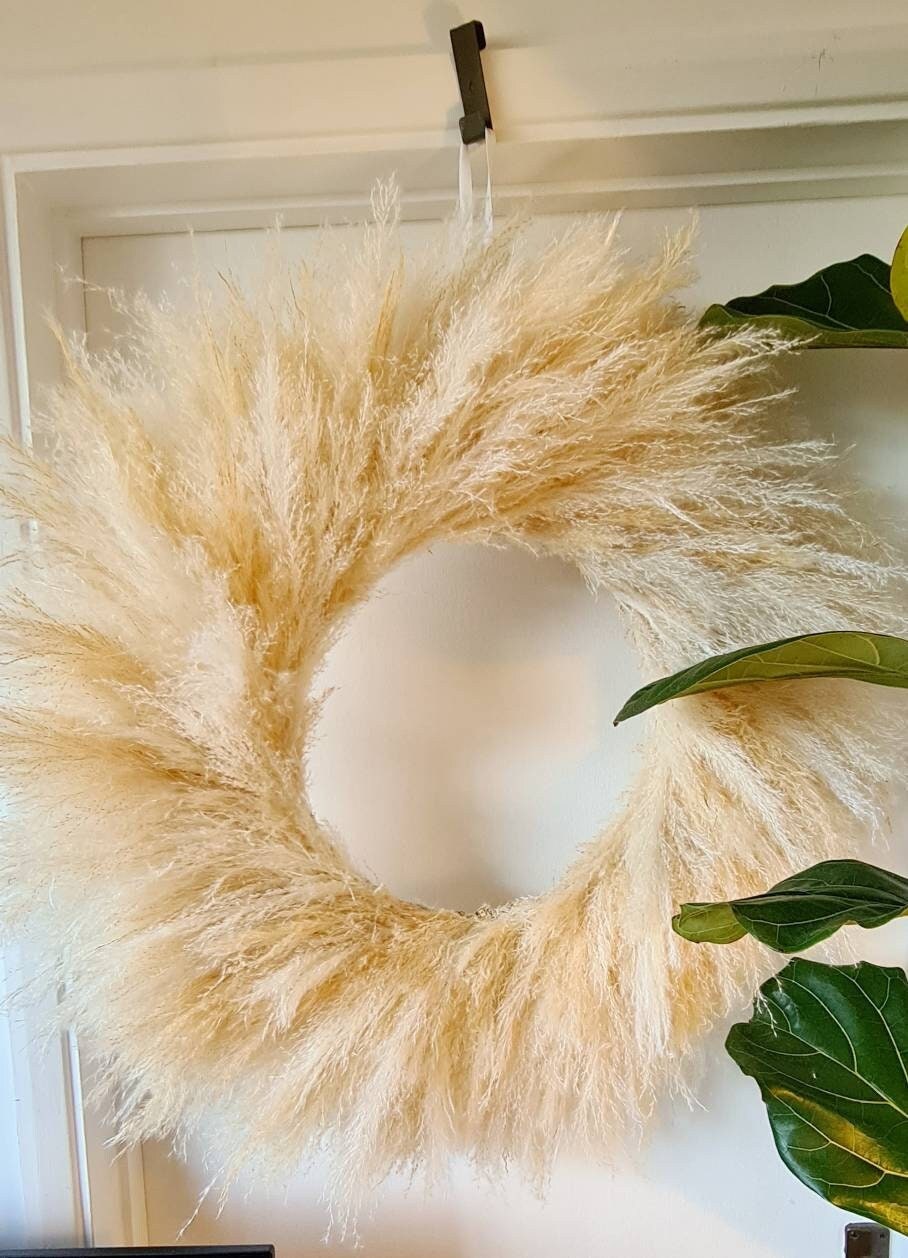Pampasgras-Kranz Aus Getrocknetem Weizen - Herbstdeko Für Haus & Tür