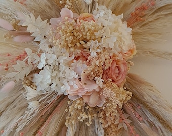 Pink Pampas Grass Wall Hanging | Floral Salon Sign Decor