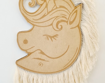 Nordic macrame wooden unicorn wall hanging| UK | boho nursery Decor, girls room