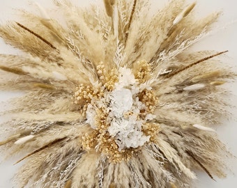 XL Cream & White Pampas Grass Wall Decor | Handmade Floral Arrangement