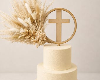 5.5' Christening Cross Neutral Cake Topper