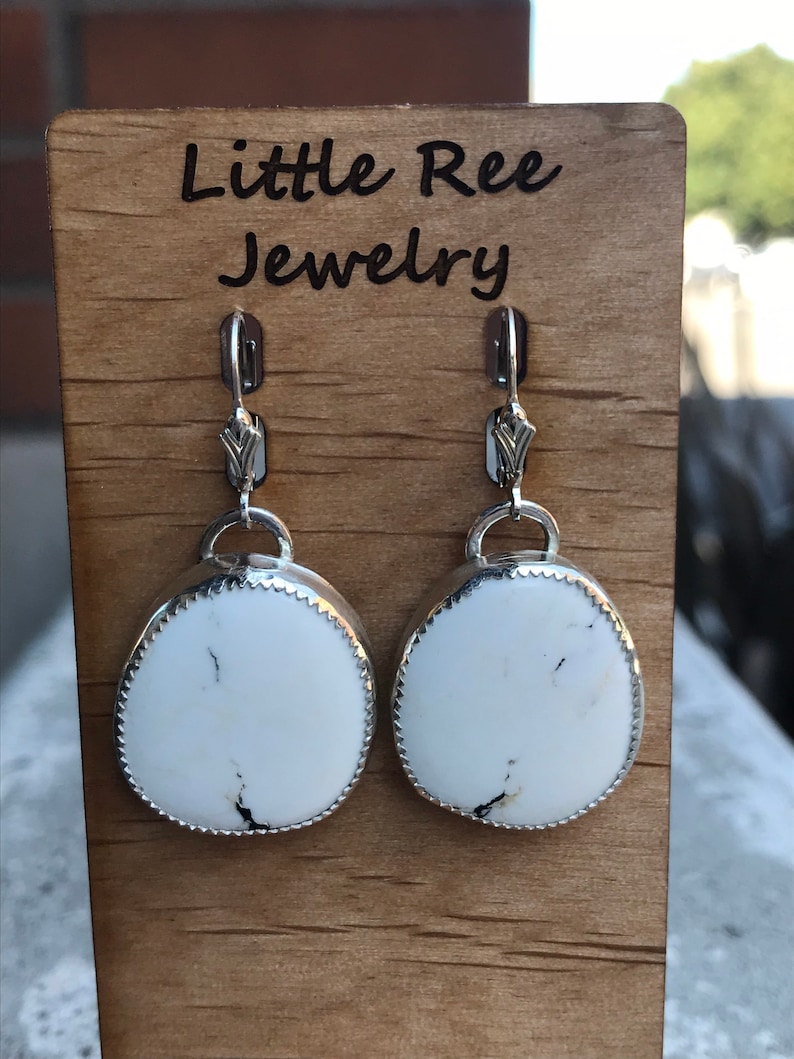 White Buffalo and FineSterling Silver Earrings Free U.S Shipping