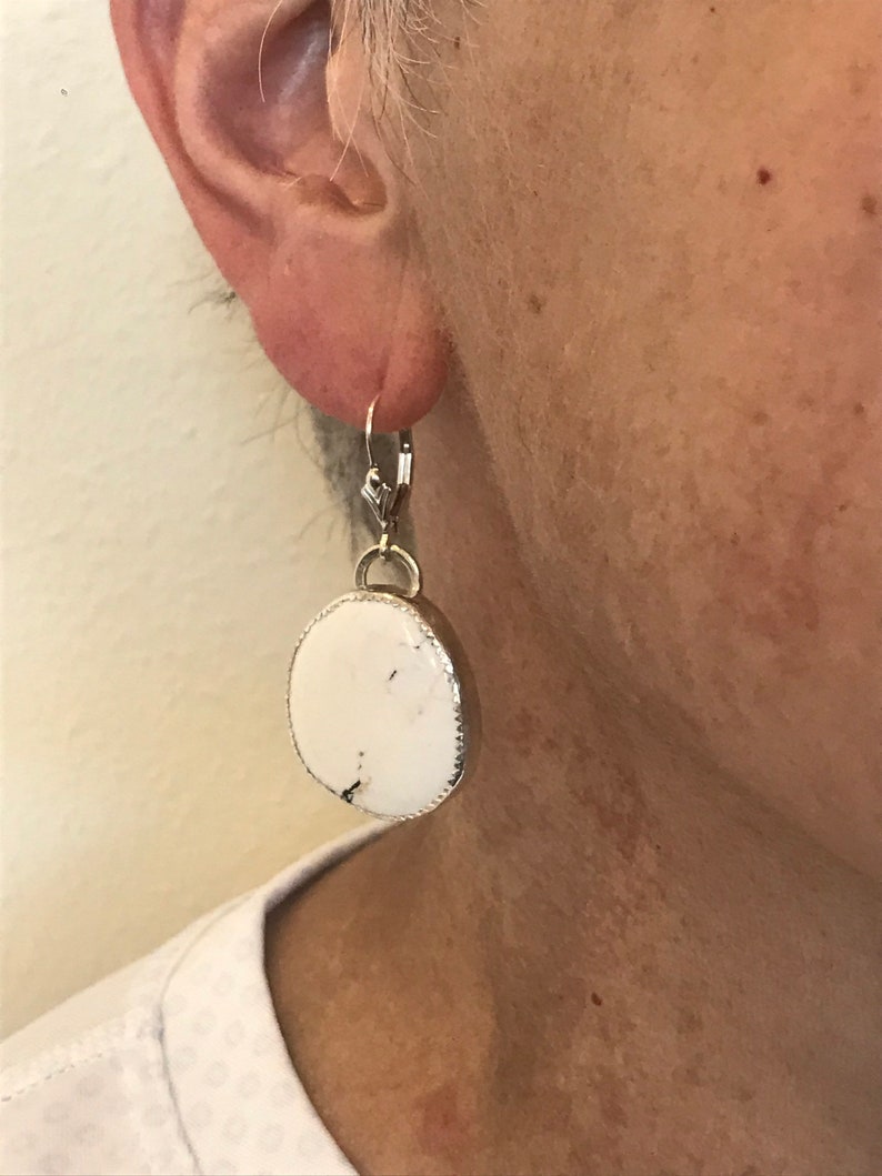 White Buffalo and FineSterling Silver Earrings Free U.S Shipping