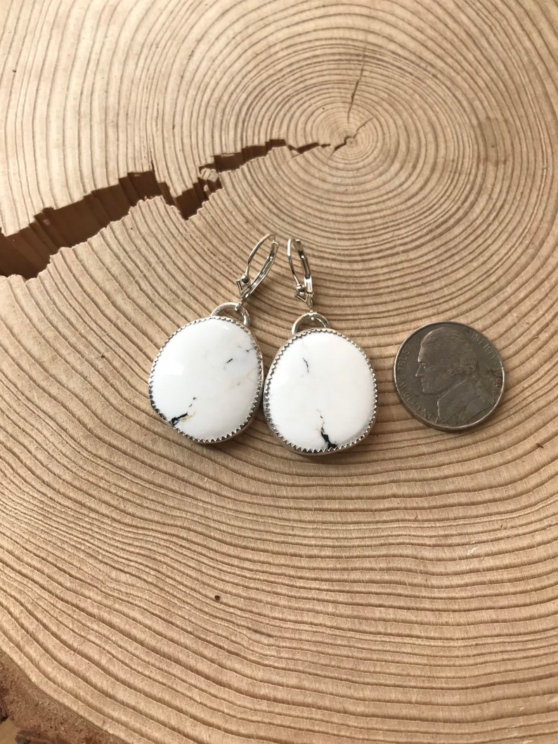 White Buffalo and FineSterling Silver Earrings Free U.S Shipping