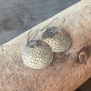 Sterling Silver River Rock Texture Earrings  / Handmade