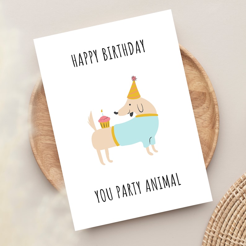 Printable Birthday Card Funny Cute Instant Download PDF Dog - Etsy